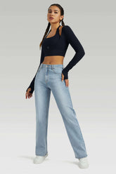 Straight High Waist Wide Leg Jeans