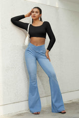High Waist V-Shaped Denim Pants