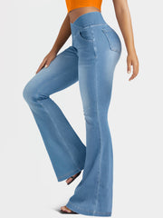 High Waist V-Shaped Denim Pants