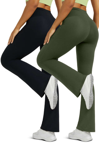 Casual Cross Flare Tight Yoga Pants 2 Pack