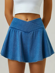High Waist Sports Denim Skirt