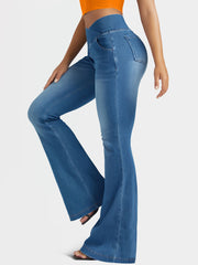 High Waist V-Shaped Denim Pants