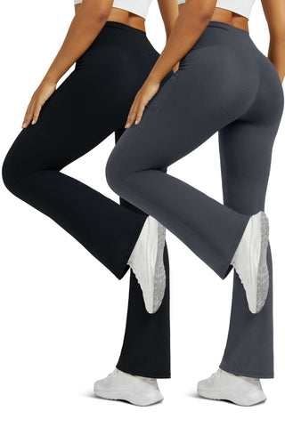 Casual Cross Flare Tight Yoga Pants 2 Pack