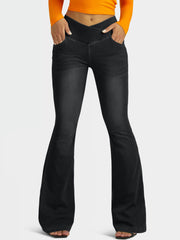 High Waist V-Shaped Denim Pants