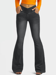 High Waist V-Shaped Denim Pants