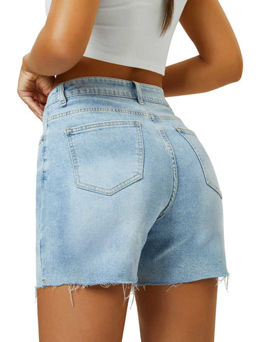 Elegant High Waist Mom Denim Shorts