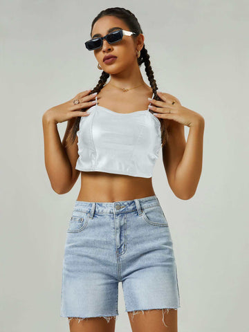 Elegant High Waist Mom Denim Shorts