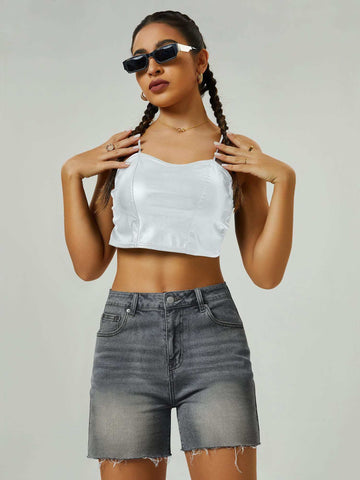 Elegant High Waist Mom Denim Shorts