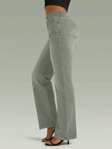 Straight High Waist Wide Leg Jeans
