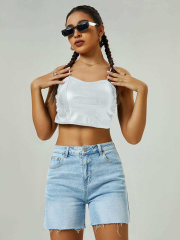 Elegant High Waist Mom Denim Shorts