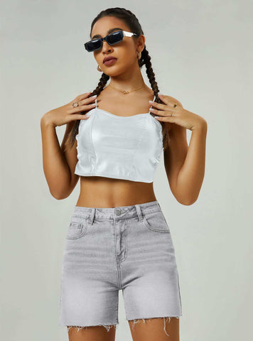 Elegant High Waist Mom Denim Shorts