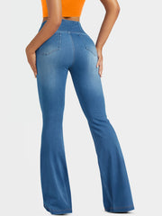 High Waist V-Shaped Denim Pants