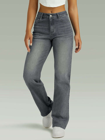 Straight High Waist Wide Leg Jeans