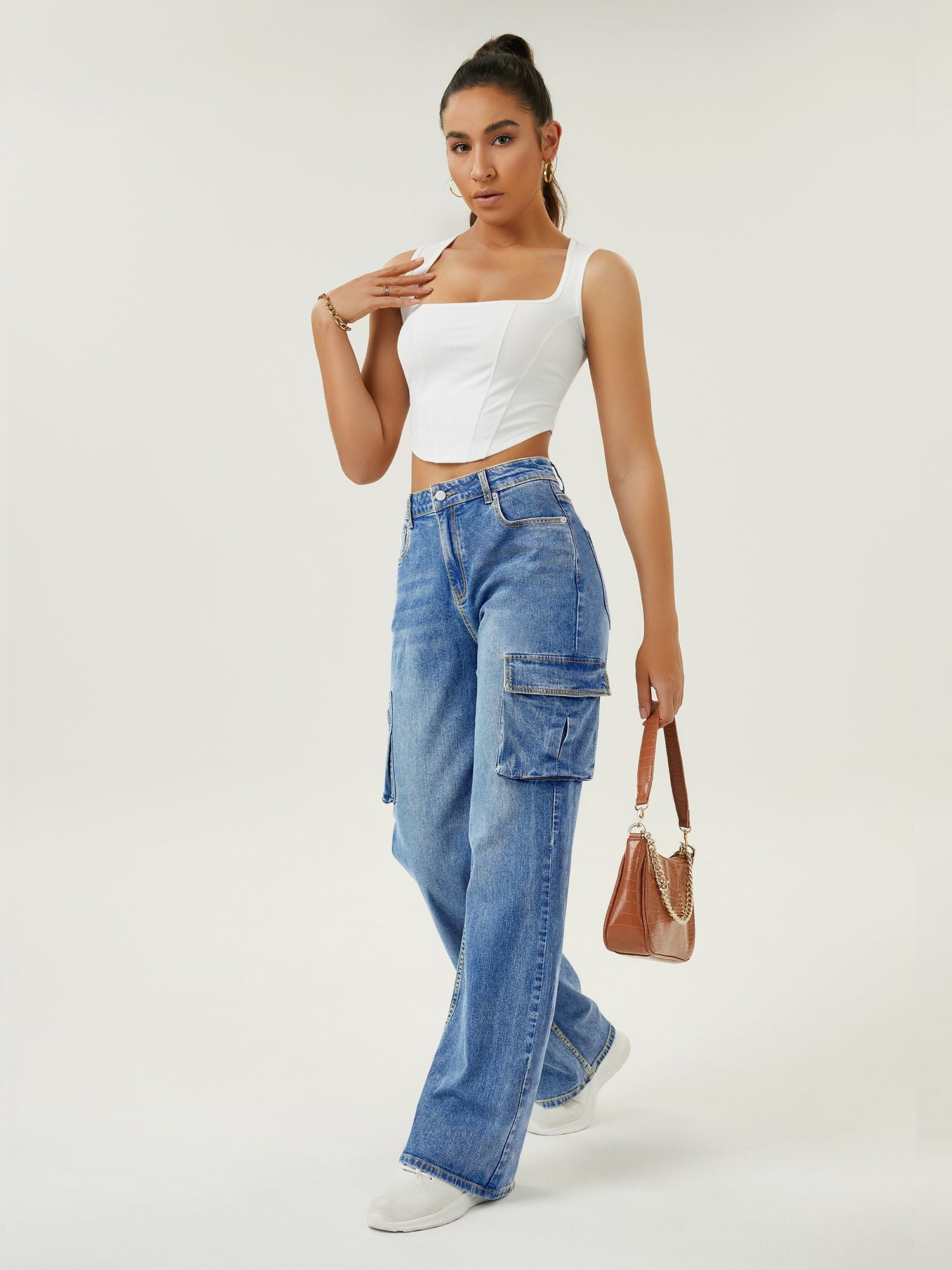 Women's Straight Work Jeans - Wide Leg, 6 Pockets – FUNUCA