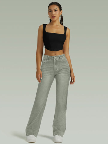Straight High Waist Wide Leg Jeans