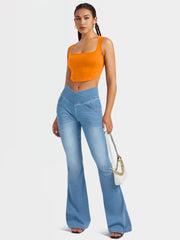 High Waist V-Shaped Denim Pants