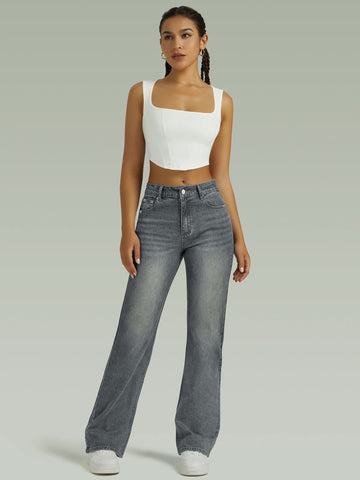 Straight High Waist Wide Leg Jeans