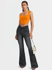 High Waist V-Shaped Denim Pants