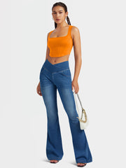 High Waist V-Shaped Denim Pants