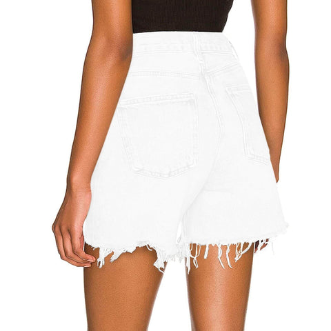 Women's Fringed Denim Shorts