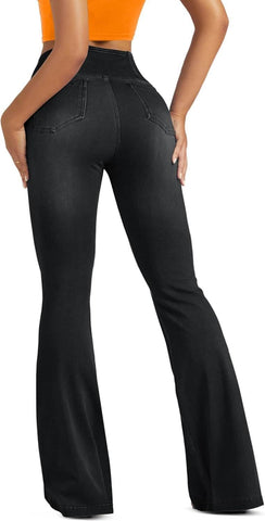Leggings azules de cintura alta y campana