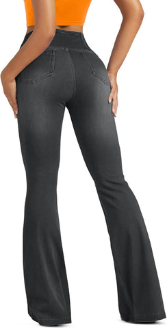 Leggings azules de cintura alta y campana