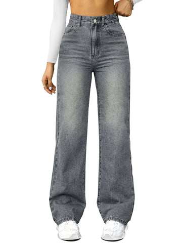 Straight High Waist Wide Leg Jeans